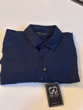 Alex Vando Men’s Long Sleeve Button down, XL, long sleeve, navy blue. NWT
